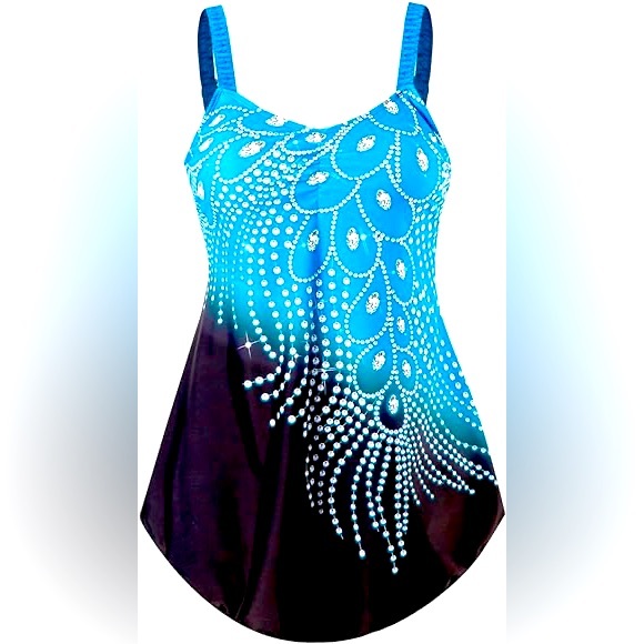 HP❤️New Women Feather Print Tankini Swimwear Swim Bathing Suit Sz S - Picture 4 of 7